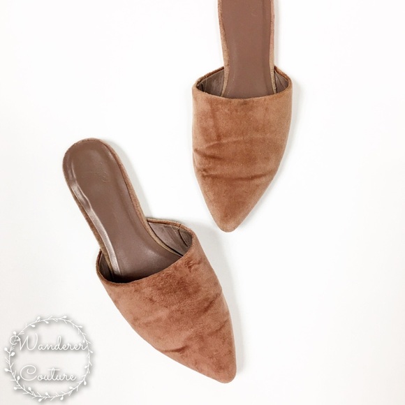 Joie Shoes - Joie Adiel Velvet Pointed Toe Flat Mules